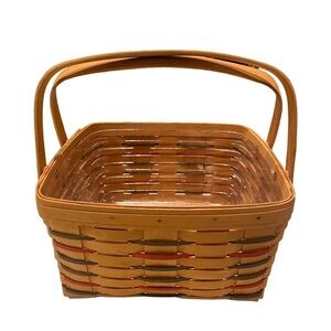 Longaberger Vintage Large Market Basket Combo with Green & Red Weave with Liner